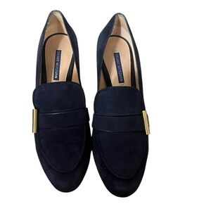 Stuart Weitzman The Preston Cylinder Pump Loafer-Navy Blue Size 9.5